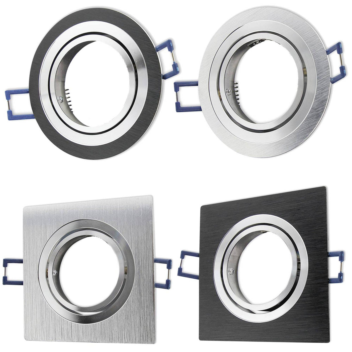 Einbaurahmen eckig rund GU10 MR16 schwenkbar Gehäuse 68mm Einbaustrahler Spot