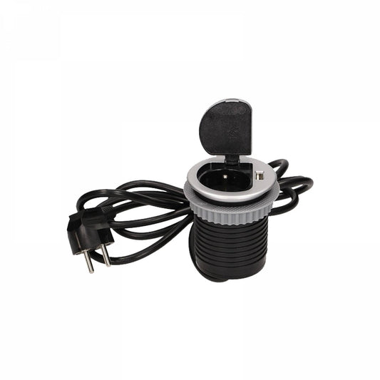 Einbausteckdose rund versenkbar 1fach + 1x USB silber elegant Steckdose Küche