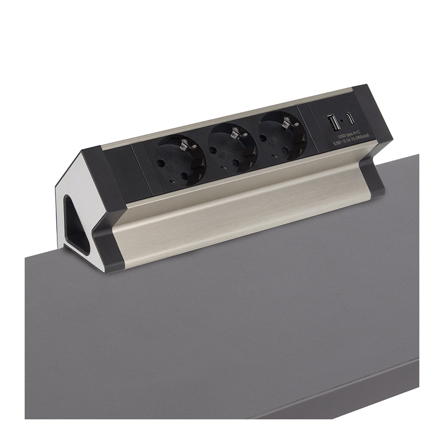 Möbel-Steckdose 3-fach  USB A und C Büro Mehrfachsteckdose Steckdosenleiste 1,8m