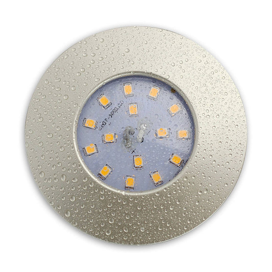 LED Einbaustrahler B Ware rund flach 5,5W IP 44 silber Bad 60mm Bohrloch 230V