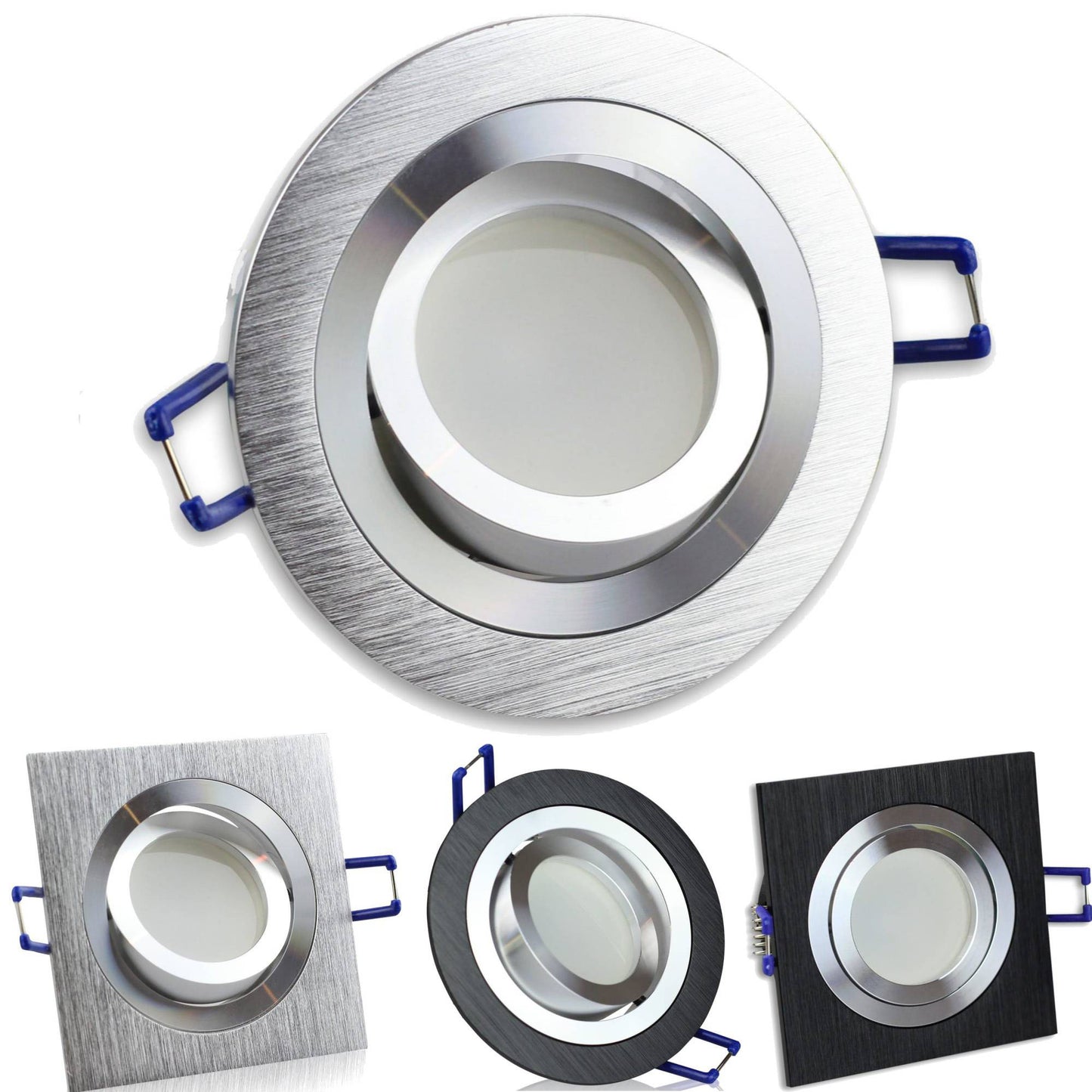 LED Einbaustrahler GU10 1-9 Watt rund eckig 230 Volt Spot Deckenstrahler 80mm