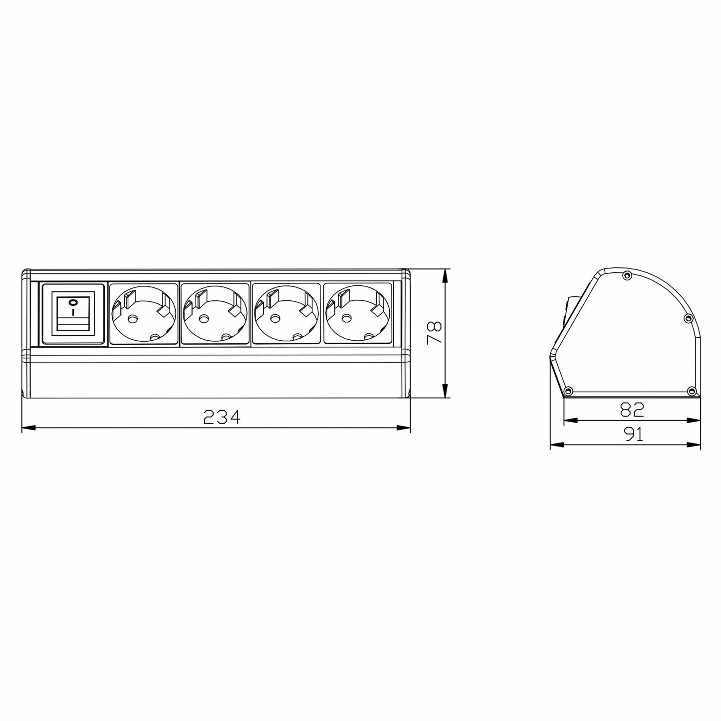 Mehrfach-Steckdose schaltbar 4-fach Steckdosenleiste Möbel Küche Büro Adapter