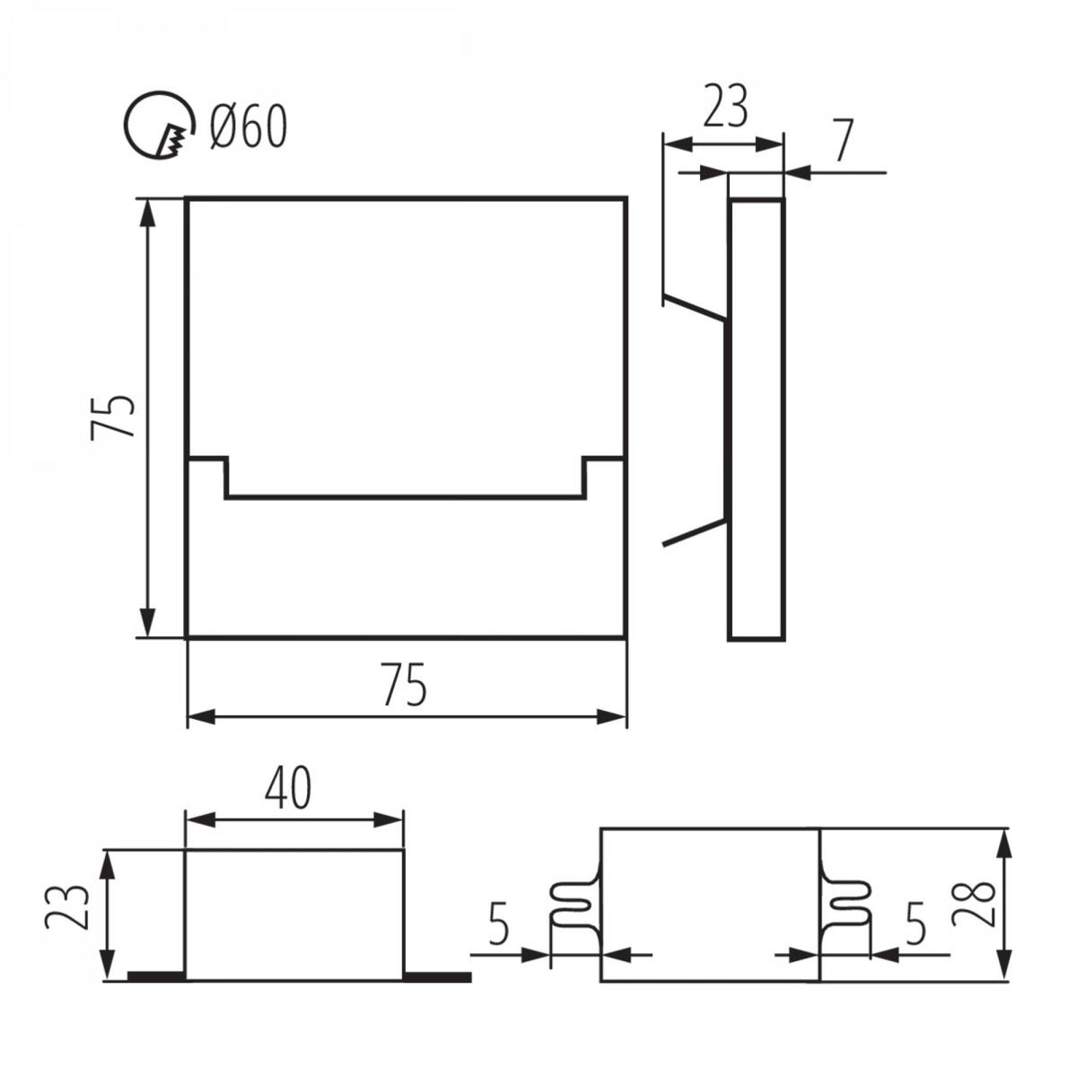 LED Treppenbeleuchtung eckig 230 Volt Treppen-Licht Stufen-Leuchte Wandlampe