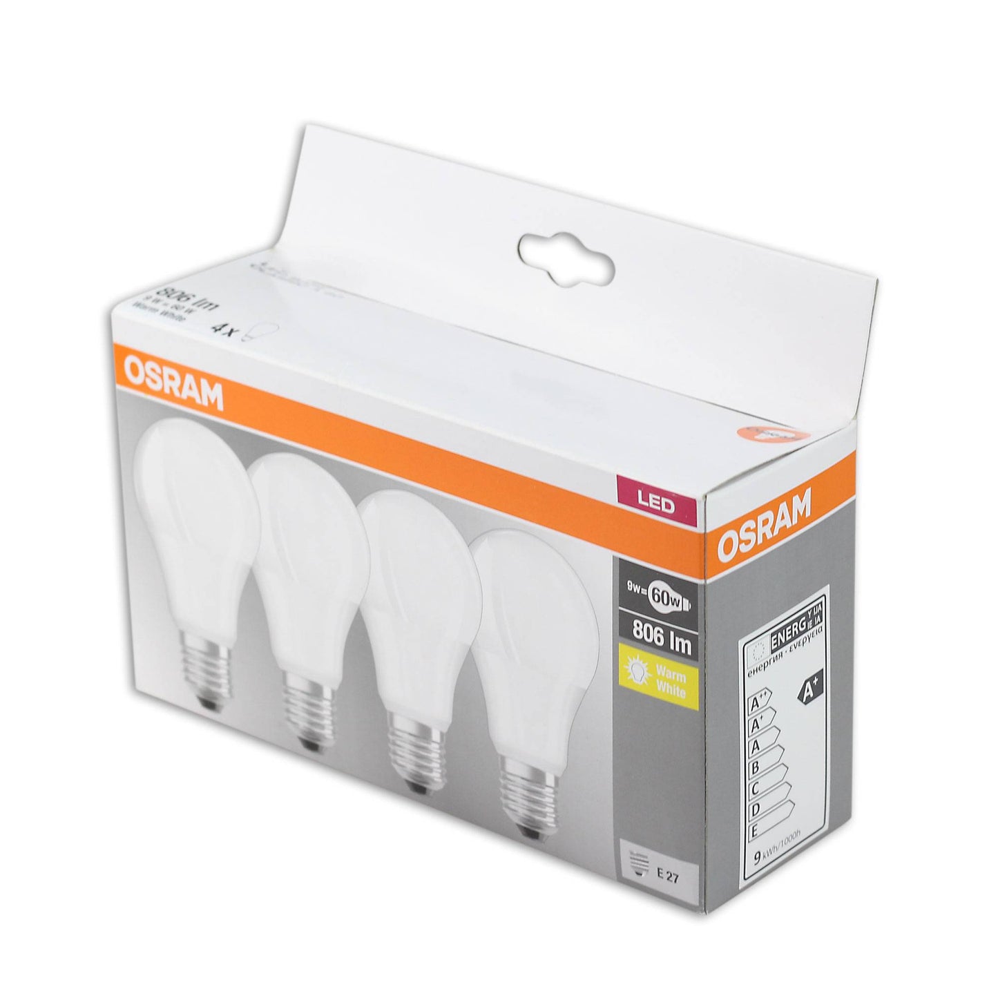 4x Osram LED Glühbirne Base E27 Glühlampen Birnen warmweiß neutralweiß 9W 806Lm
