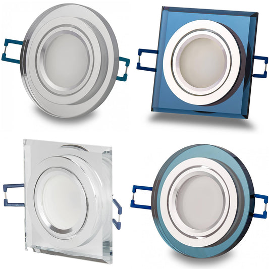 LED Einbaustrahler Glas 1-9W Deckenleuchte Leuchte 75-80mm flach Spot GU10 230V