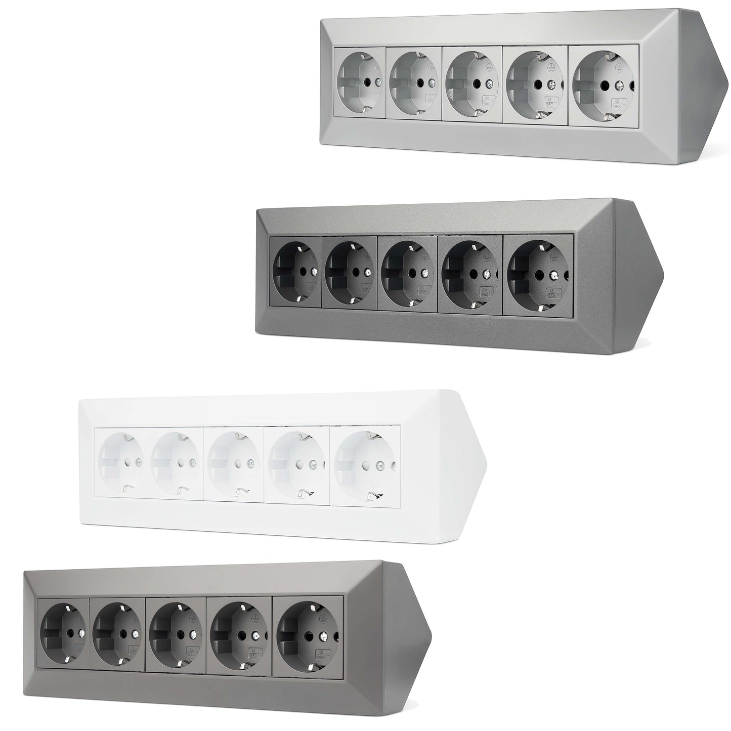 Möbel-Steckdose 5-fach Mehrfachsteckdose Steckdosenleiste Küche Büro Tisch