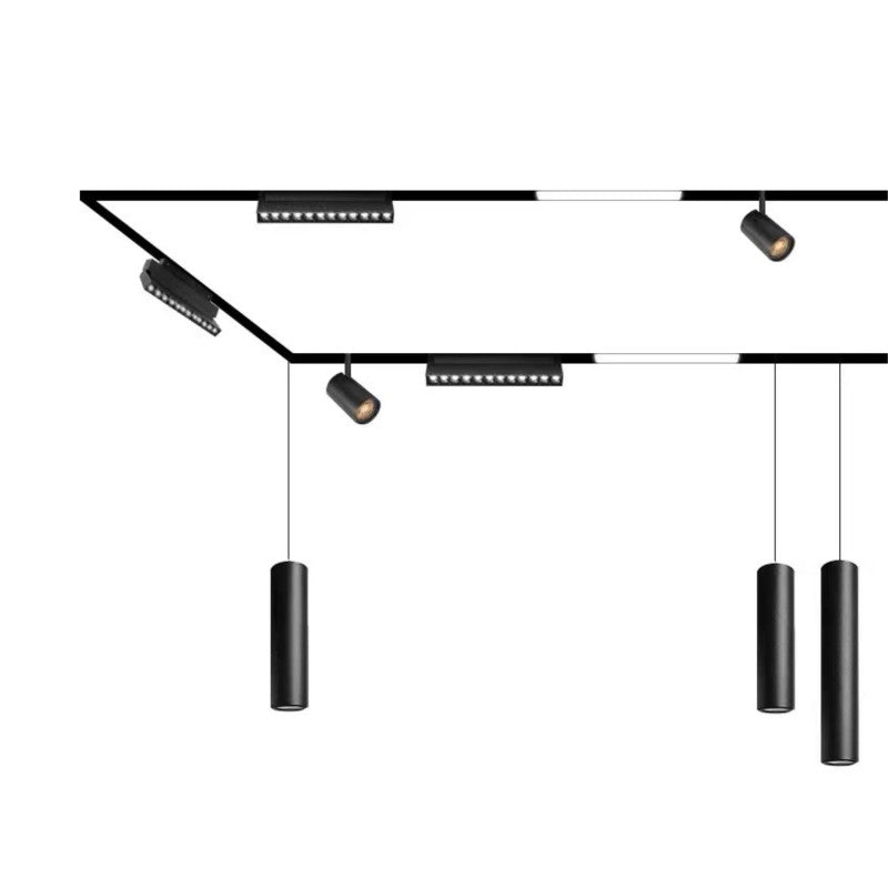 Trano 48V Magnet‑Schienenstrahler CCT 12W/18W DALI‑2 dimmbar UGR18, 24° Spot, CRI 95, schwenkbar – Linear LED Lampe Schwarz