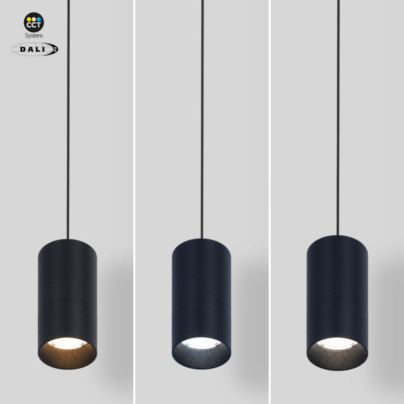 Trano 48V LED Pendelleuchte 5W dimmbar – Magnet Schienensystem, DALI‑2, CCT 2700–6000K, CRI>90, 36° Spot, Aluminium Schwarz