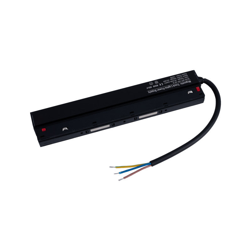 Trano 48V Netzteil für magnetisches 20‑mm Schienensystem – 100W / 200W, Aluminium, IP42, Schwarz, integrierbar, CE & RoHS zertifiziert