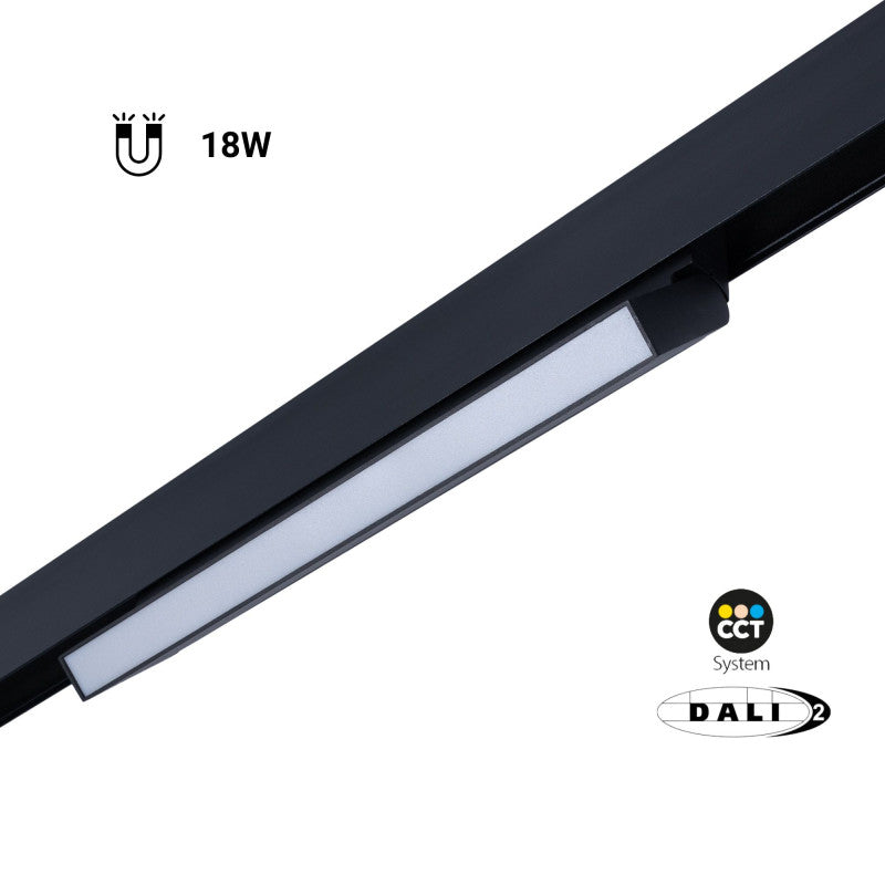 Trano 48V Magnet Schienensystem CCT Leuchte 12W/18W DALI‑2 dimmbar – schwenkbarer LED Stromschienenstrahler 2700‑6000K, CRI 95, 120°