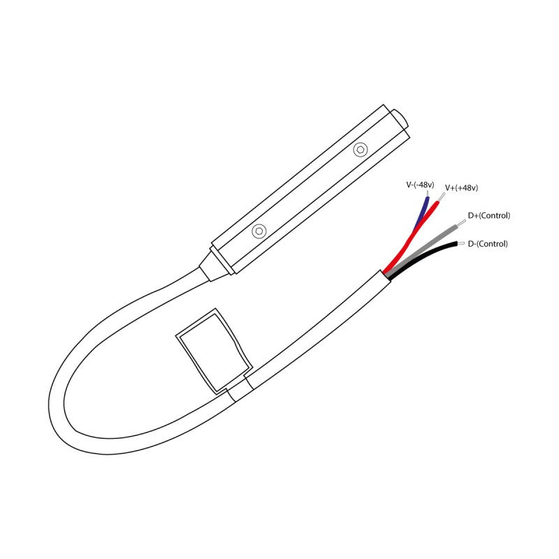 Trano 48V Einspeisung mit 300 mm Kabel für 20 mm Magnetschienen – DALI‑kompatibel, IP20, 90×15 mm, Schwarz