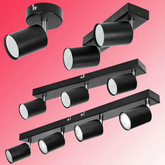 Elegante Wand- und Deckenleuchten in Schwarz, 1-4 Flammig, GU10