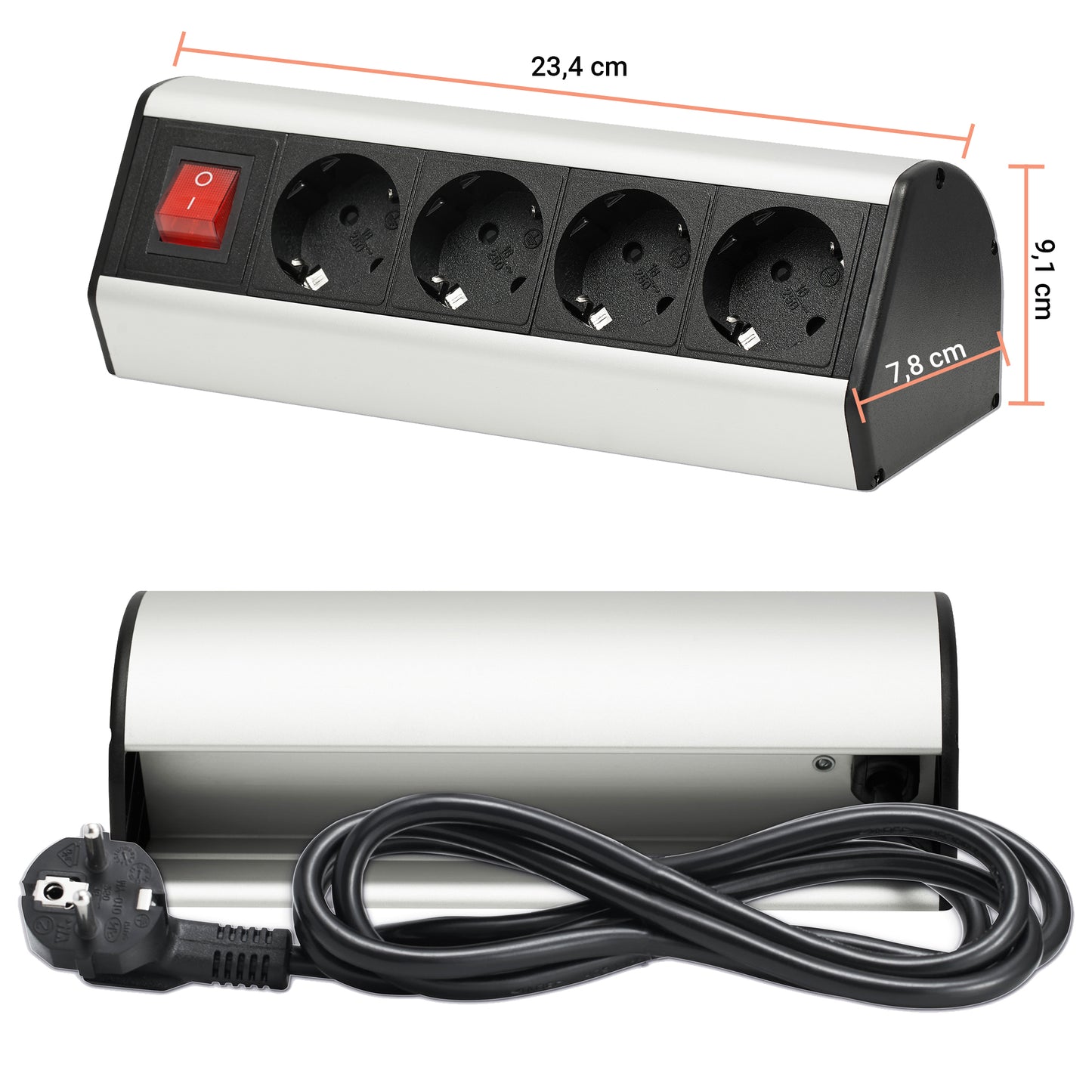 Mehrfach-Steckdose schaltbar 4-fach Steckdosenleiste Möbel Küche Büro Adapter