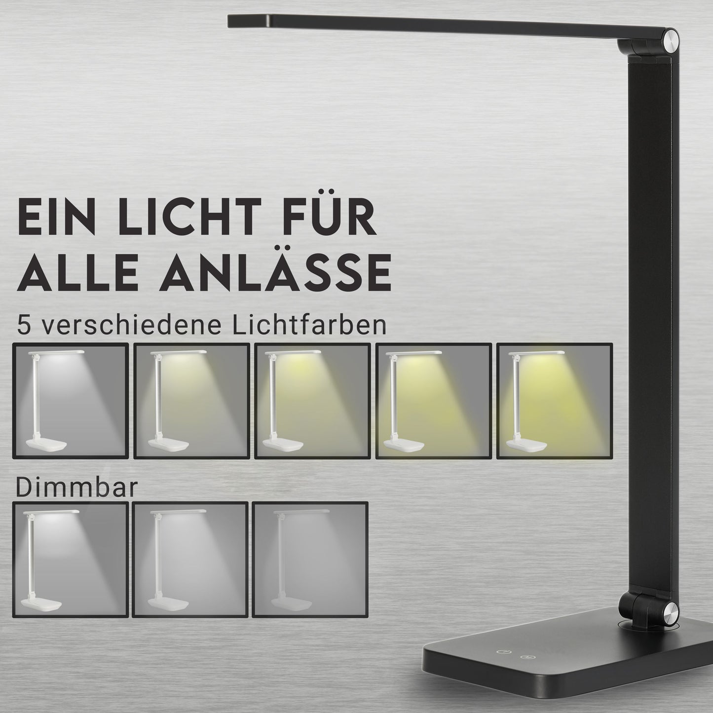 LED Schreibtisch-Lampe dimmbar 5 Farbstufen USB Touch-Leuchte Büro Tisch-Leuchte