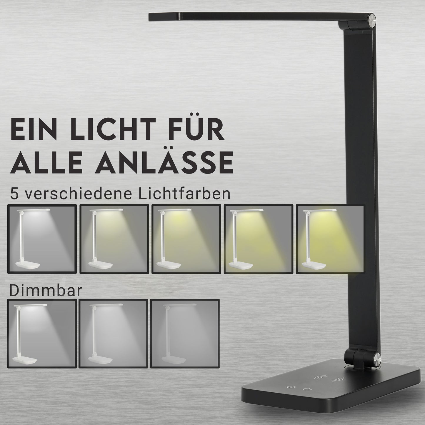 LED Schreibtisch-Lampe dimmbar Wireless Charging USB Touch Büro Tisch-Leuchte