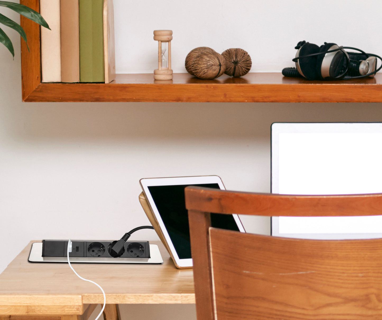 Möbel-Steckdose 3-fach 2x USB Mehrfachsteckdose Küche 2m Kabel Steckdosenleiste