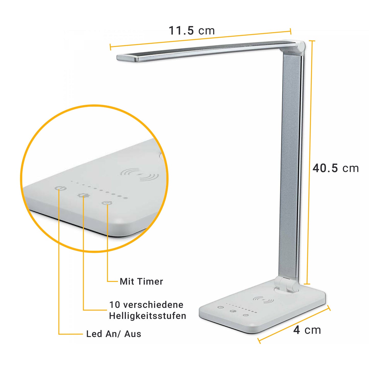 LED Schreibtisch-Lampe dimmbar USB Touch Leuchte Büro Tisch-Leuchte Leselampe