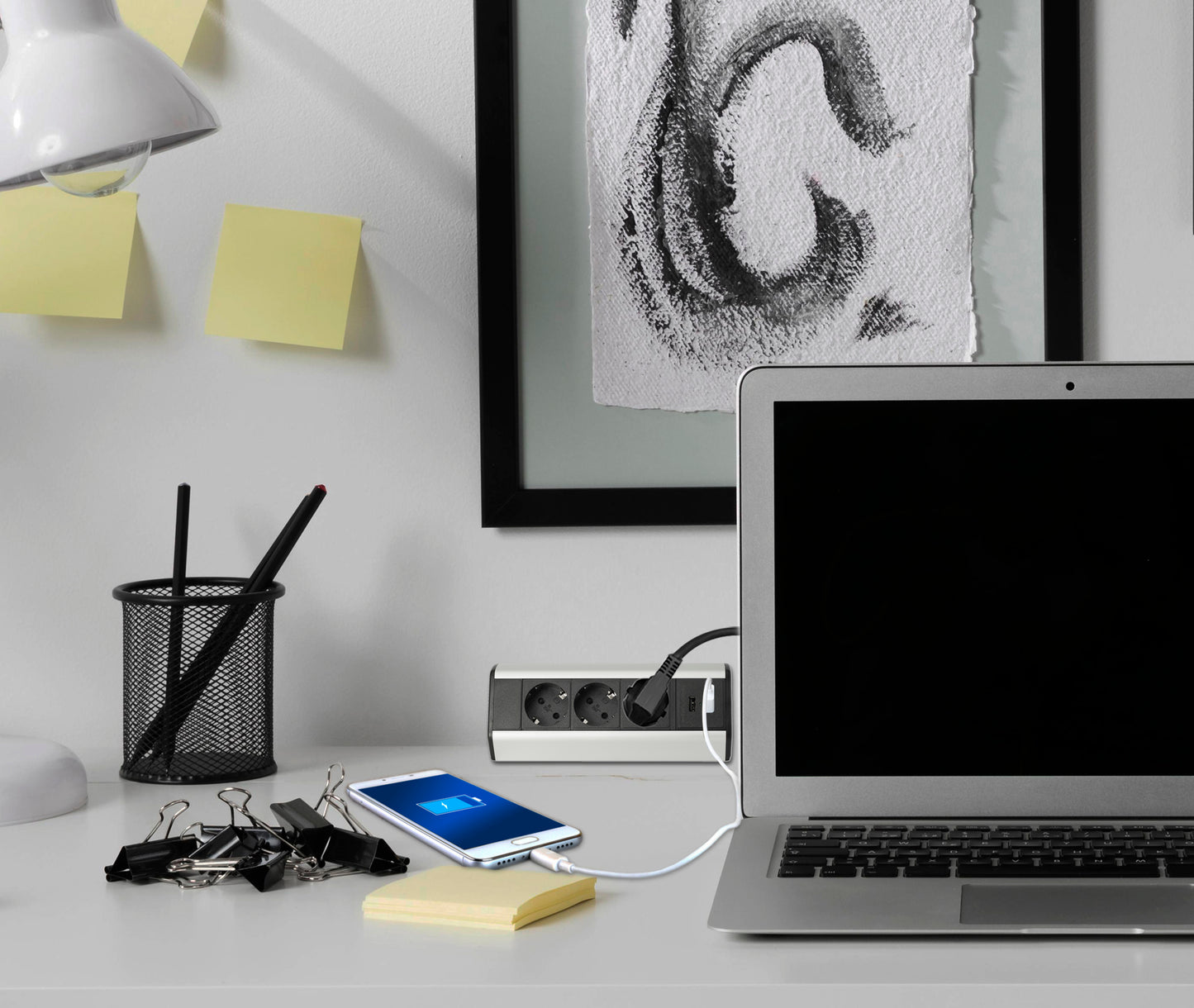 Schreibtisch-Steckdose Möbel Küche Tische Steckdosenleiste 3-fach & USB Kabel 2M