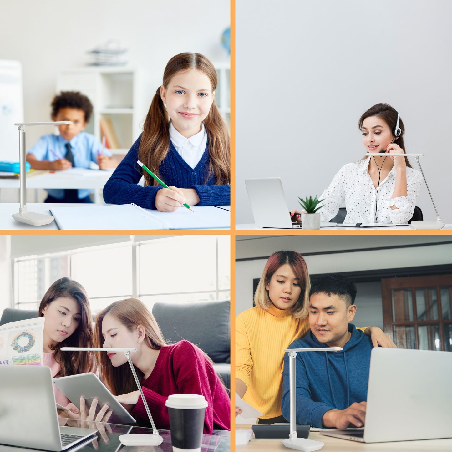 LED Schreibtischlampe dimmbar mit USB Anschluss schwenkbar 3 Lichtfarben weiß