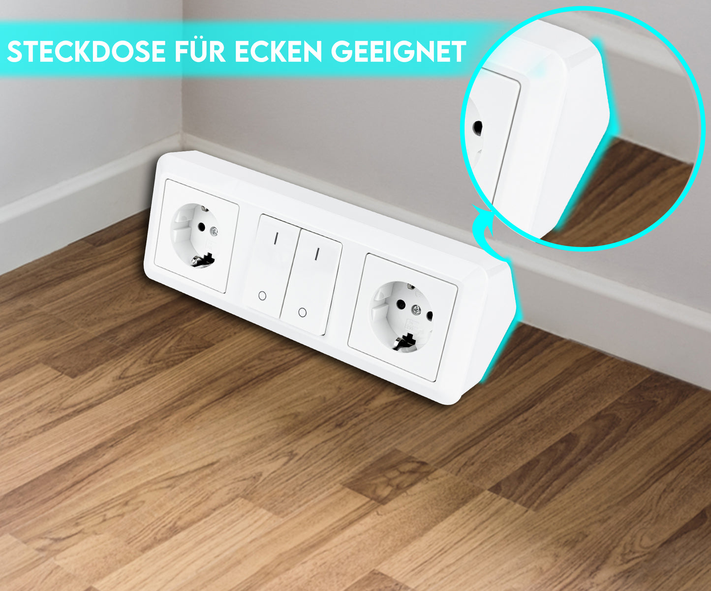 Möbel-Steckdose Küche Büro 2er Schalter weiß Mehrfachsteckdose Steckdosenleiste