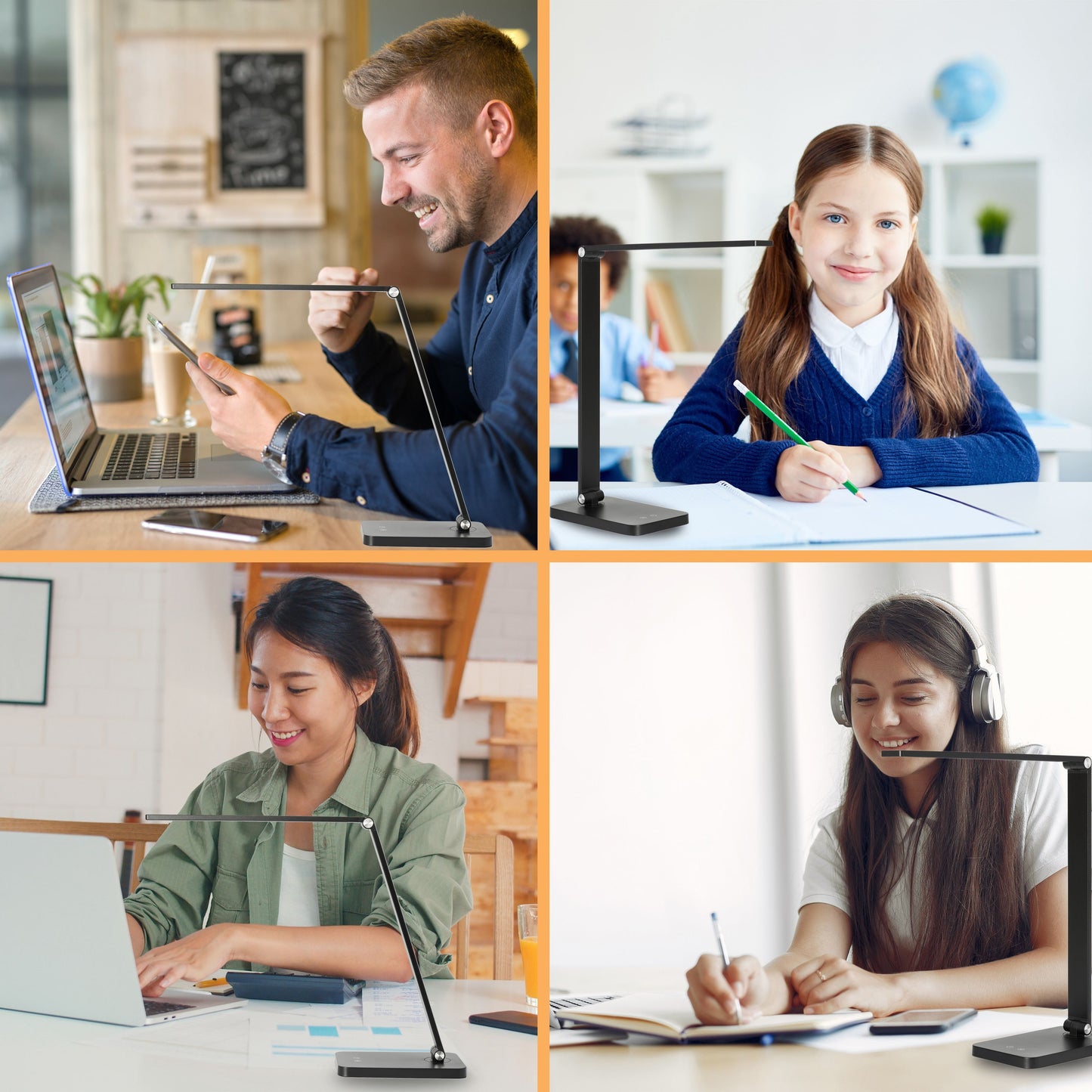 LED Schreibtisch-Lampe dimmbar 5 Farbstufen USB Touch-Leuchte Büro Tisch-Leuchte