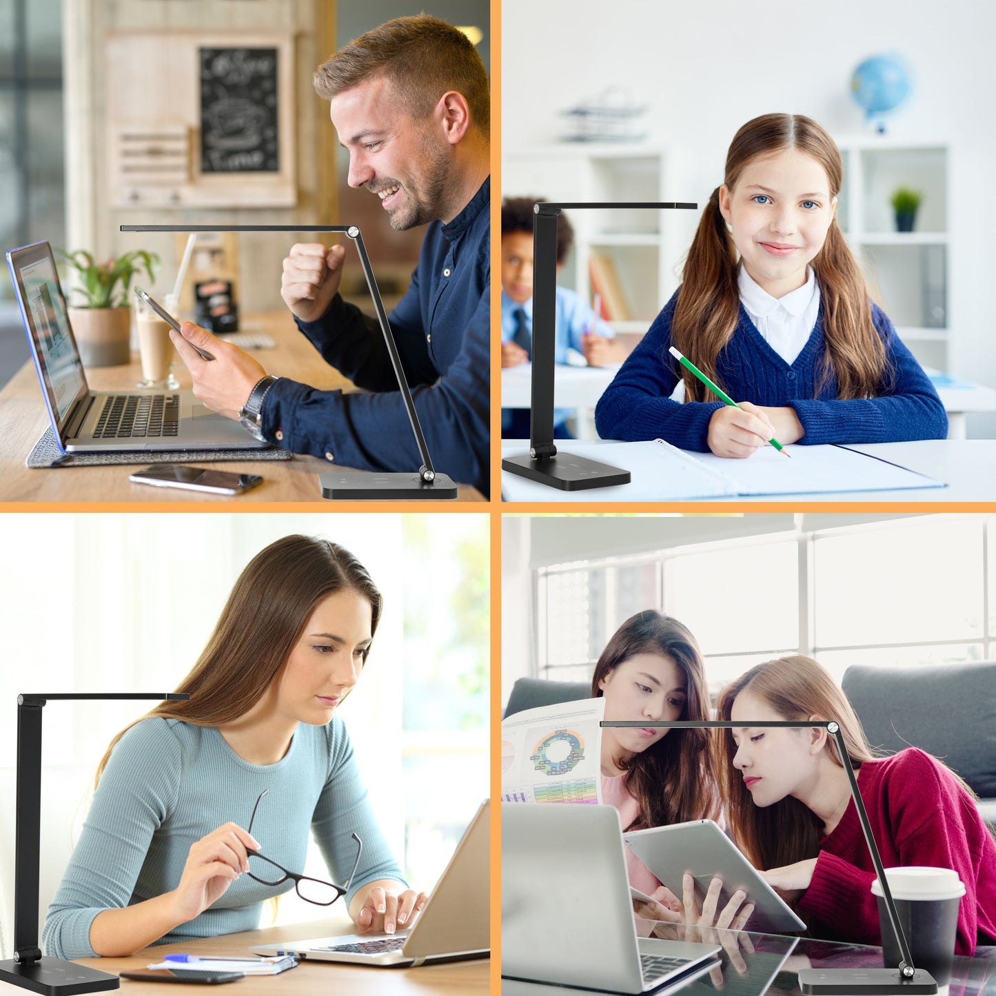 LED Schreibtisch-Lampe dimmbar Wireless Charging USB Touch Büro Tisch-Leuchte