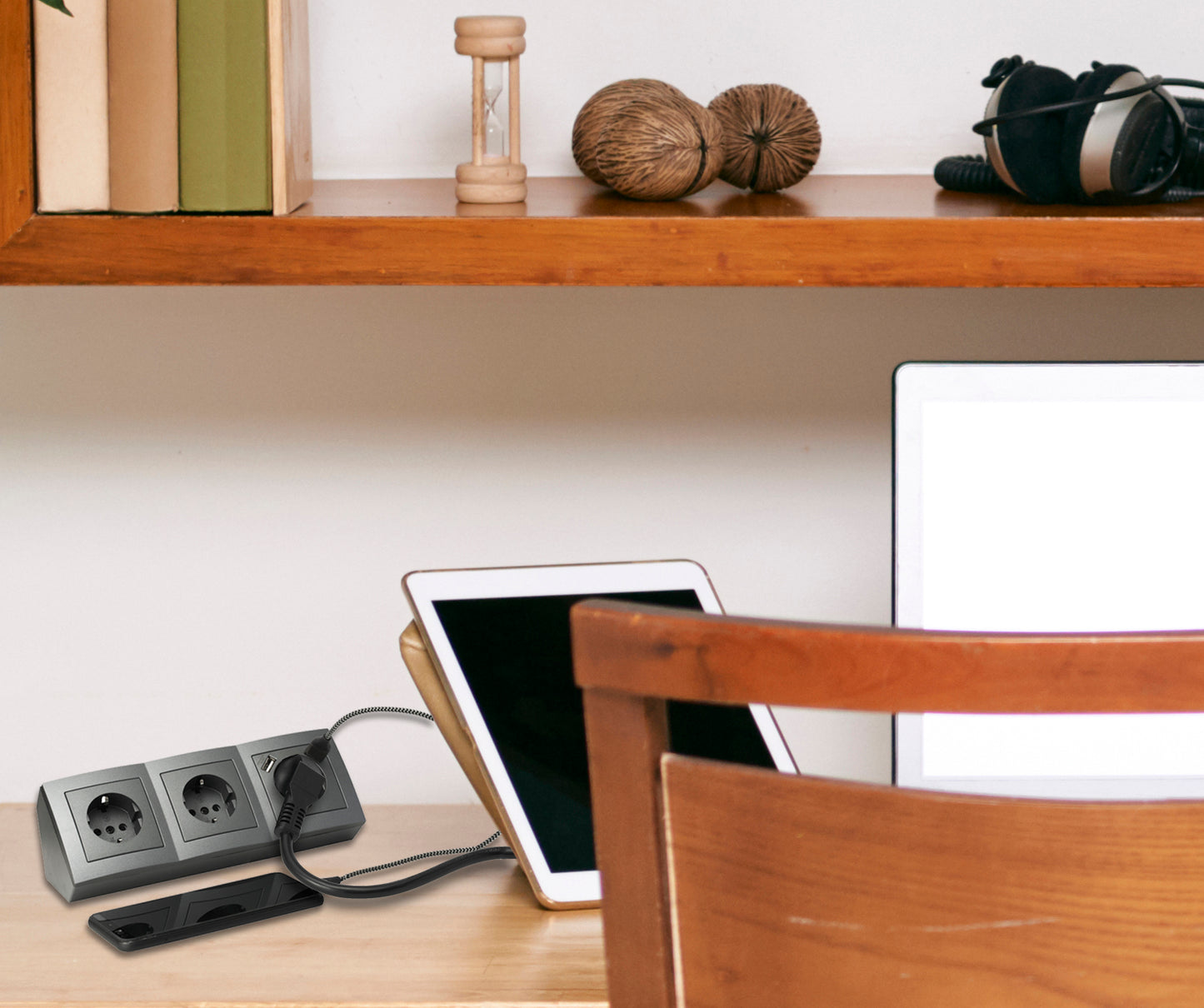 Möbel-Steckdose 3-fach 2x USB Mehrfachsteckdose Küche Büro Steckdosenverteiler