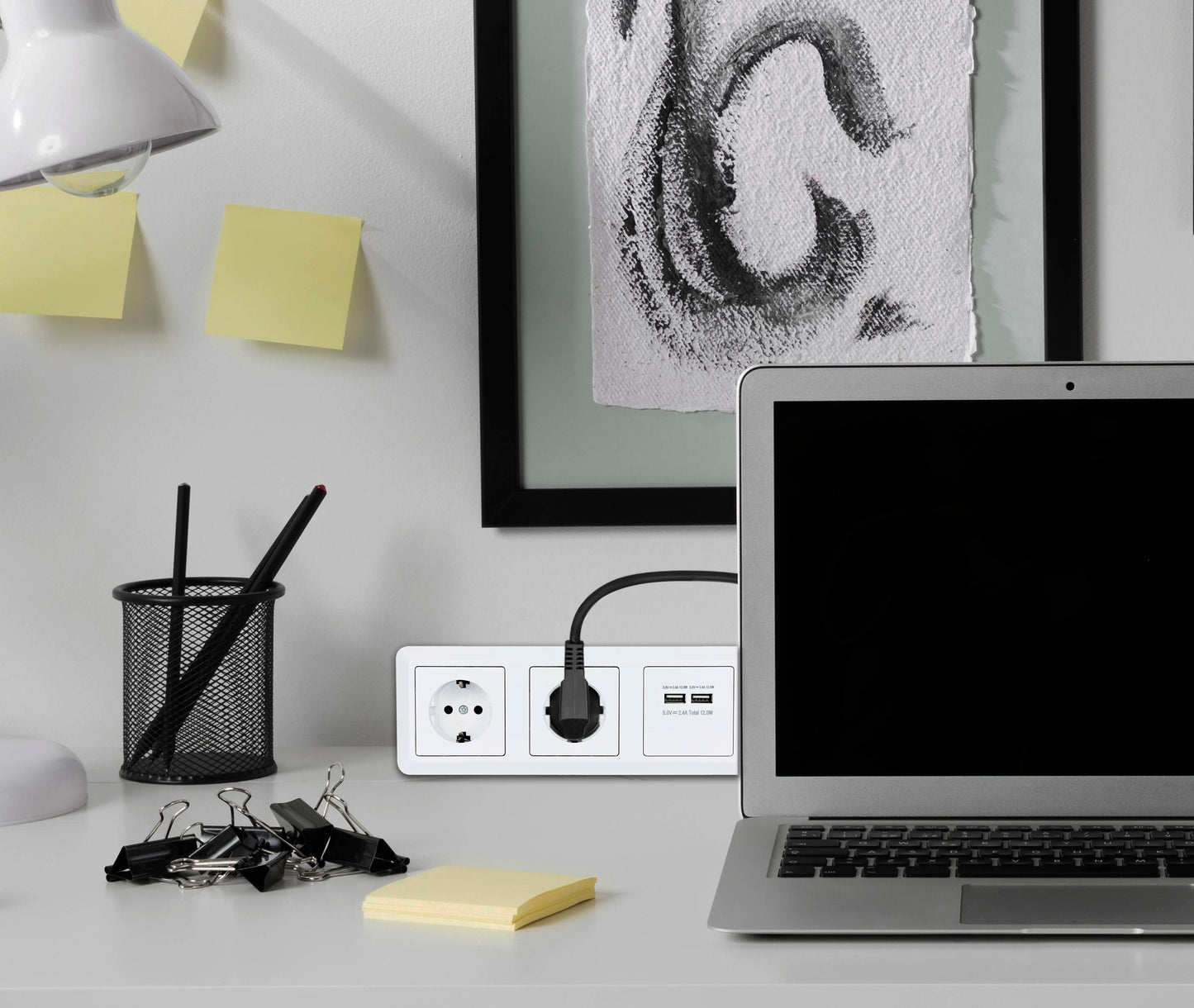 Möbel-Steckdose 2-fach und 2 USB Mehrfachsteckdose Küche Büro Steckdosenleiste