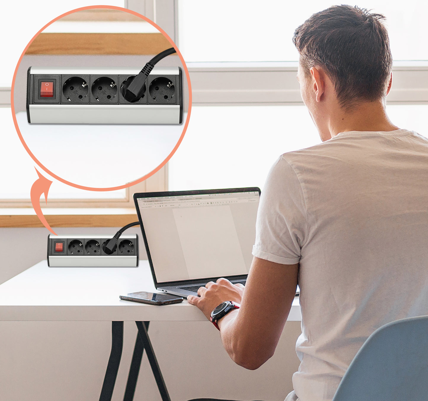 Mehrfach-Steckdose schaltbar 4-fach Steckdosenleiste Möbel Küche Büro Adapter