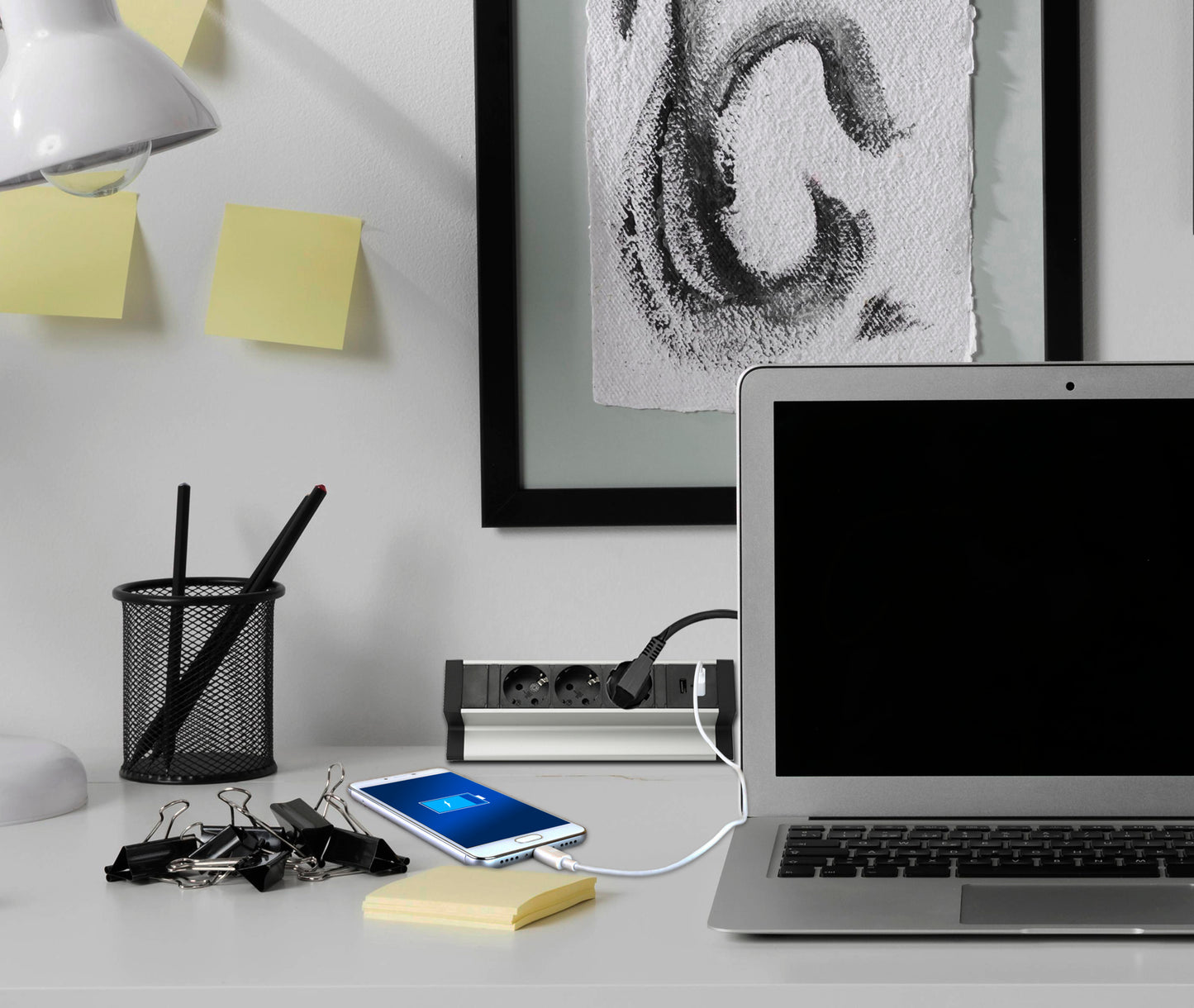 Möbel-Steckdose 3-fach  USB A und C Büro Mehrfachsteckdose Steckdosenleiste 1,8m