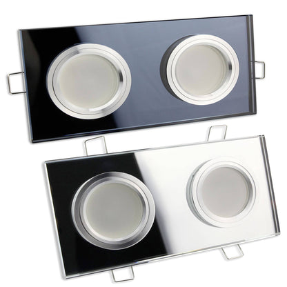 LED Einbaustrahler 2-fach 5-7W Glas MR16 Spot Licht Deckenleuchte