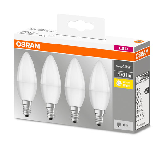 4x Osram E14 LED 5,7 Watt Birne Base Kerze Lampe Leuchtmittel B40 470 Lumen