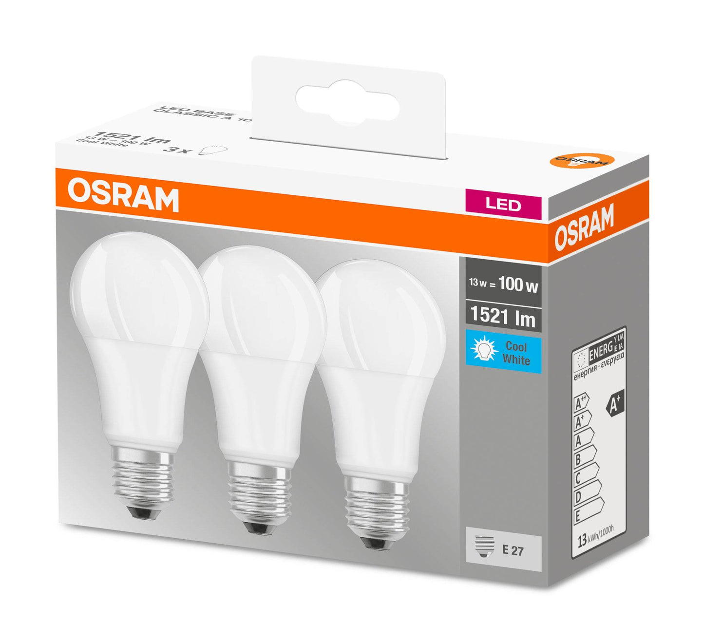 3er-Pack Osram LED Glühbirnen Base E27 Glühlampen Leuchtmittel warmweiß kaltweiß