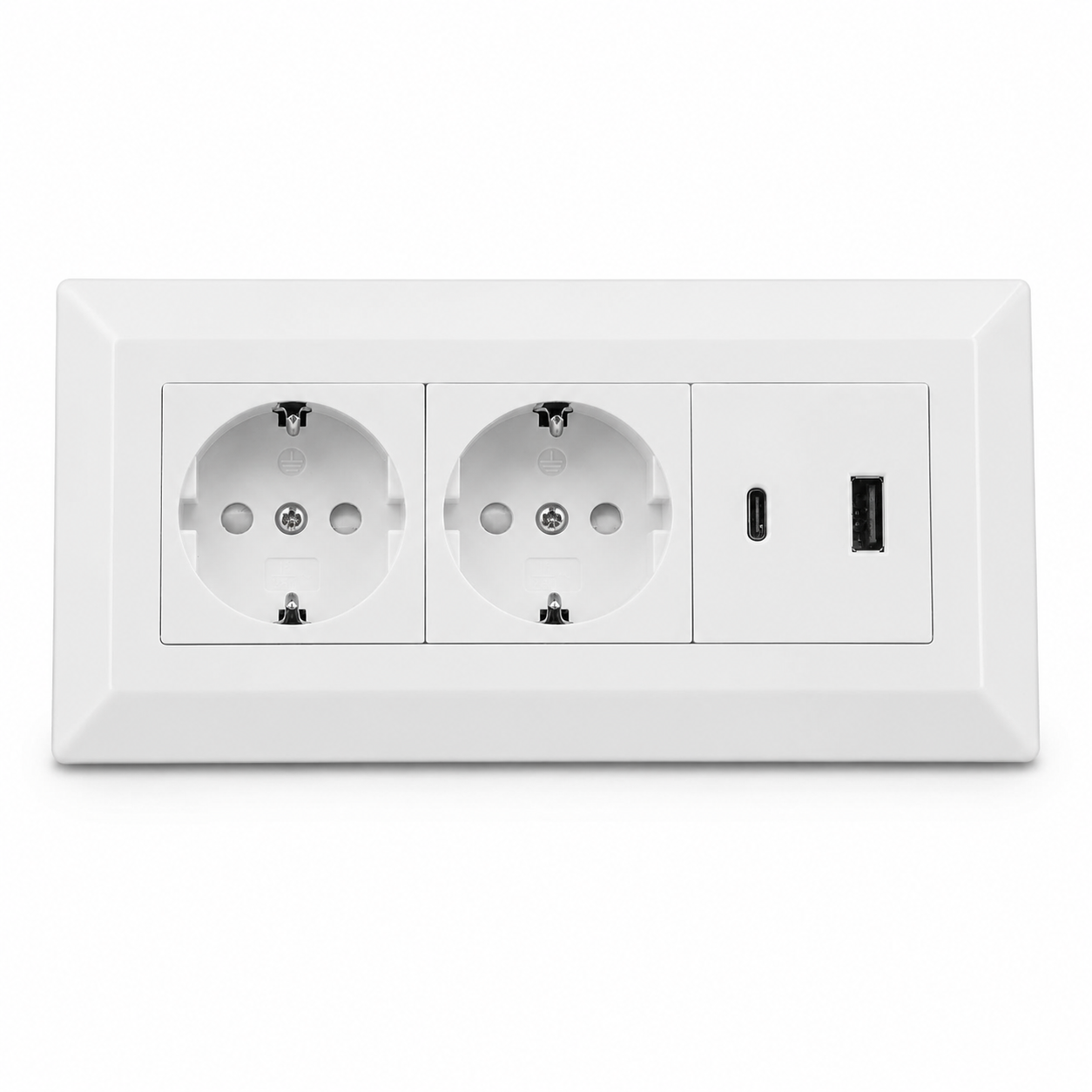 2-fach Steckdosenblock mit USB-A & USB-C – Praktische Stromversorgung in stilvollen Farben