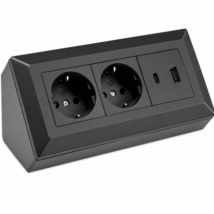 2-fach Steckdosenblock mit USB-A & USB-C – Praktische Stromversorgung in stilvollen Farben