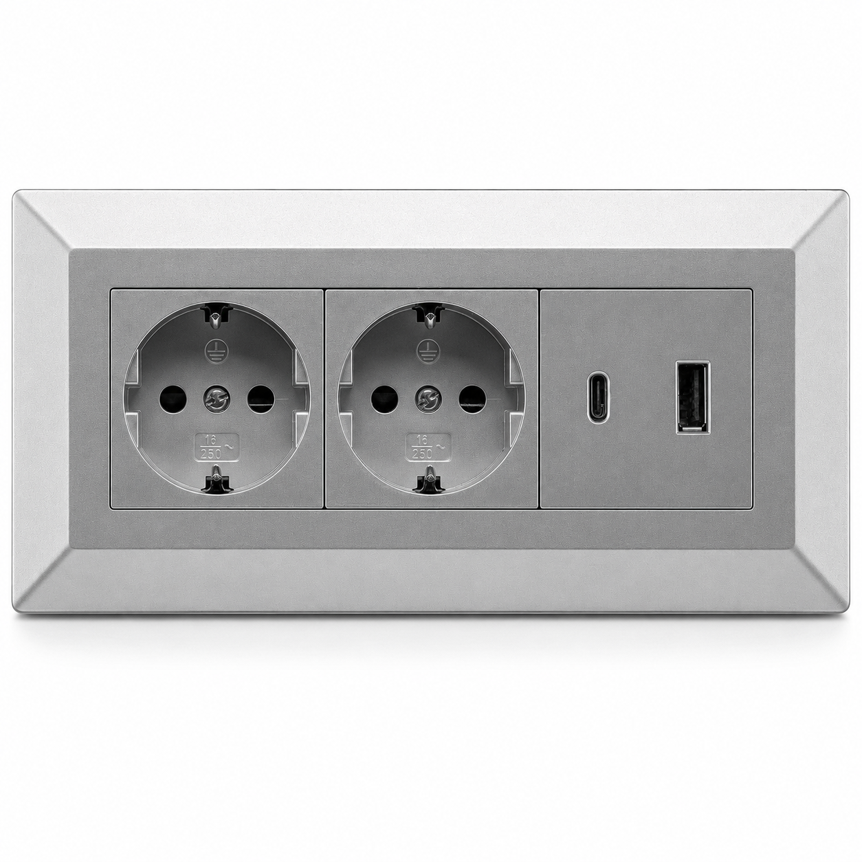 2-fach Steckdosenblock mit USB-A & USB-C – Praktische Stromversorgung in stilvollen Farben