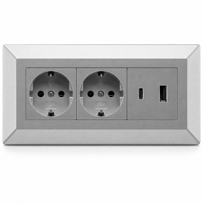 2-fach Steckdosenblock mit USB-A & USB-C – Praktische Stromversorgung in stilvollen Farben