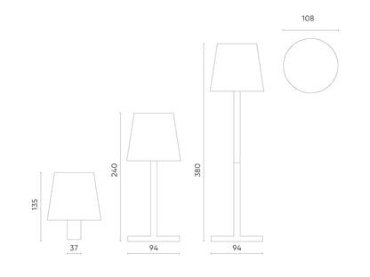 LED Akku Tischleuchte IP54 3,5W 400lm CCT 3000/4000/5000K Touchdimmer USB-C, in 5 Farben