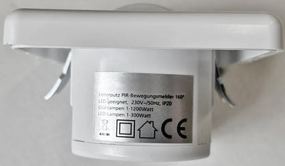 Trano PIR Bewegungsmelder UP 160° LED geeignet, 2-/3-Draht, 230V, IP20, weiß, Ø60mm, 1–500W