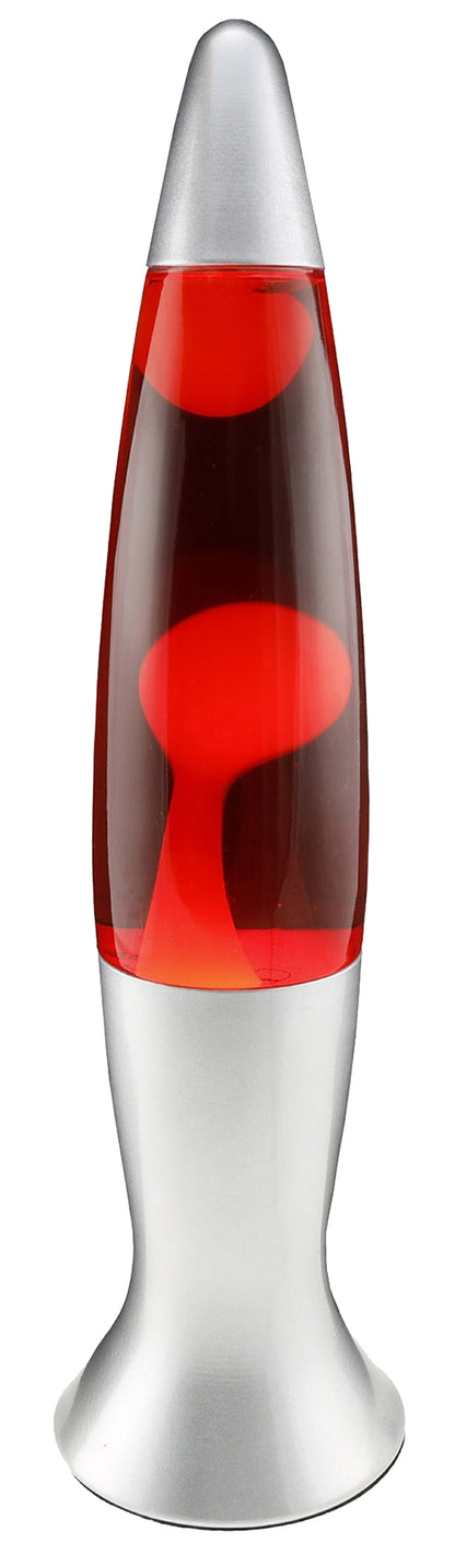 Lavalampe 40cm Wasser: Rot, Wachs: Gelb, Body: Silber