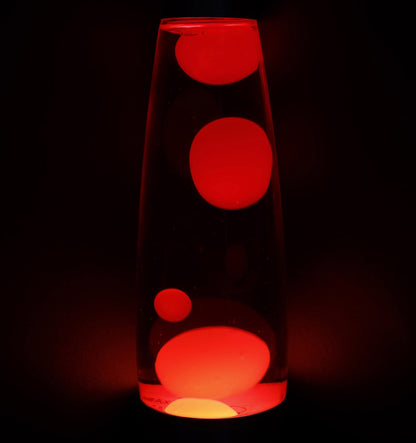 Lavalampe 40cm Wasser: Rot, Wachs: Gelb, Body: Silber