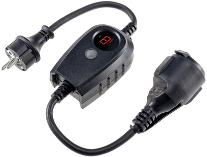 Trano Zwischenstecker mit Dämmerungsschalter & Timer (1–9 Std.), IP44, 3680W, 230V, Display, Garten-/Teichbeleuchtung, Outdoor
