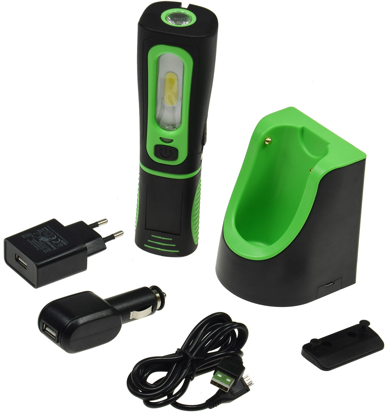 Trano LED Arbeitsleuchte 3W 250lm IP44 mit Akku, Ladeschale, Magnethalter – COB-LED, 4500K, 2200mAh