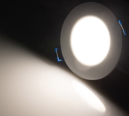 LED-Einbauleuchte, 30mm flach, IP44, 460/500 Lumen, 4,9W, 230V, Ø85x30mm, Energieeffizienzklasse E