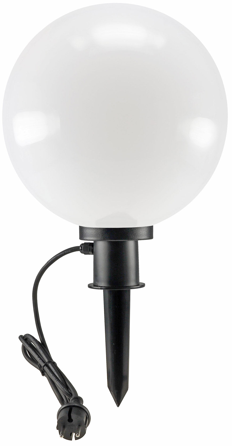 Trano Garten Kugelleuchte Ø30cm mit Erdspieß IP44, 230V, E27 Fassung, 1,5m Kabel – wetterfest, hitze- & frostbeständig