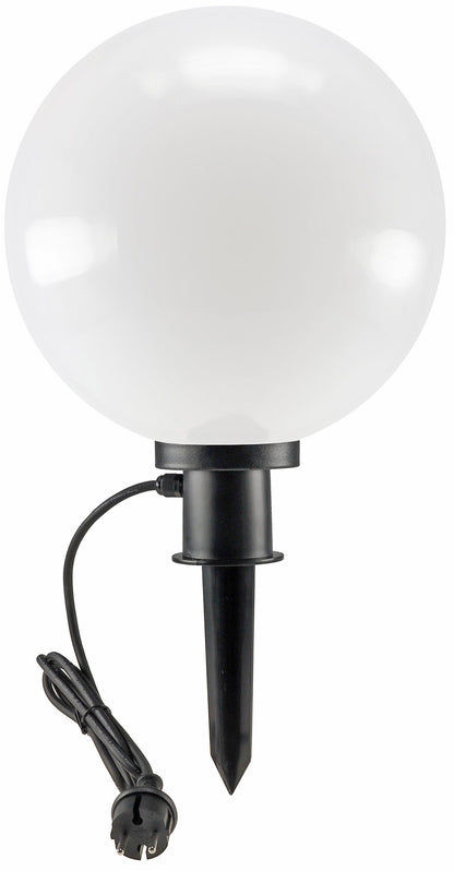 Trano Garten Kugelleuchte Ø30cm mit Erdspieß IP44, 230V, E27 Fassung, 1,5m Kabel – wetterfest, hitze- & frostbeständig