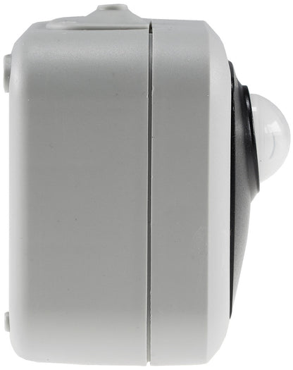 Trano Feuchtraum PIR Bewegungsmelder IP54, 250V~ 2-500W, 120°/6m, Dämmerungssensor 2-1000Lux, inkl. AP-Rahmen, grau