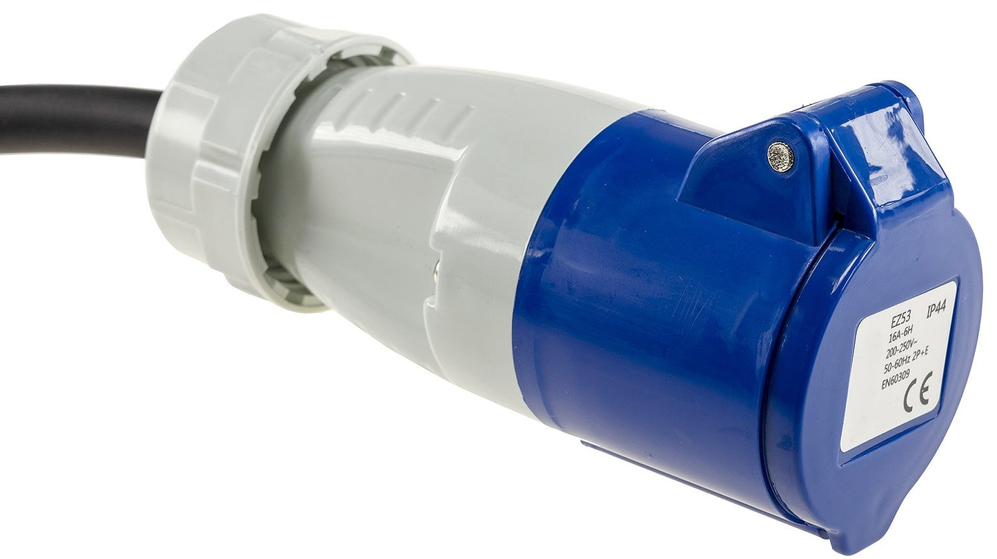 Trano CEE Adapter 230V 16A IP44 – Schutzkontakt-Stecker/Kupplung auf CEE – 0,35m H07RN-F 3G2,5 – Camping Wohnwagen Caravan