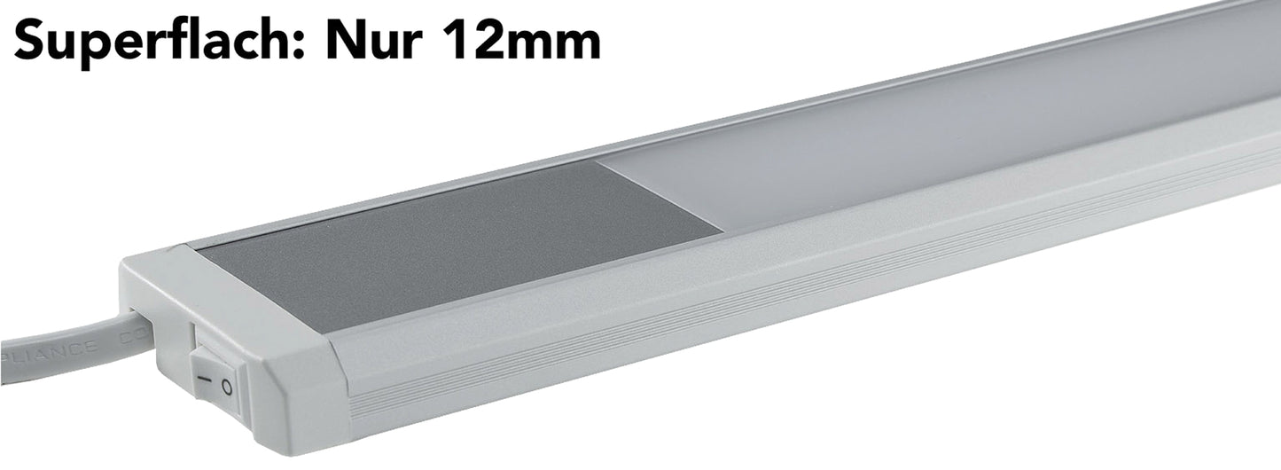 LED Unterbauleuchte 60cm, 230V, Direktbetrieb, Warmweiß/Neutralweiß, Aluminium-Gehäuse, 10W, Nicht Dimmbar, IP20, Inkl. 1,5m Kabel und Stecker