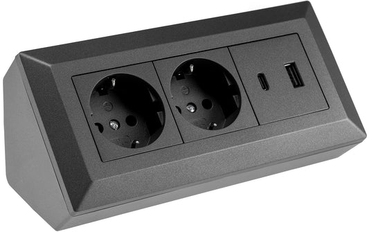 2-fach Steckdosenblock mit USB-A & USB-C – Praktische Stromversorgung in stilvollen Farben